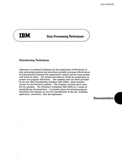 Front page of the linked IBM "Flowcharting Techniques" PDF.