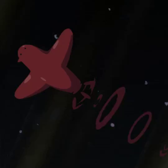 Animation of goofy bird-shaped familiar flying by spinning its tiny feet.