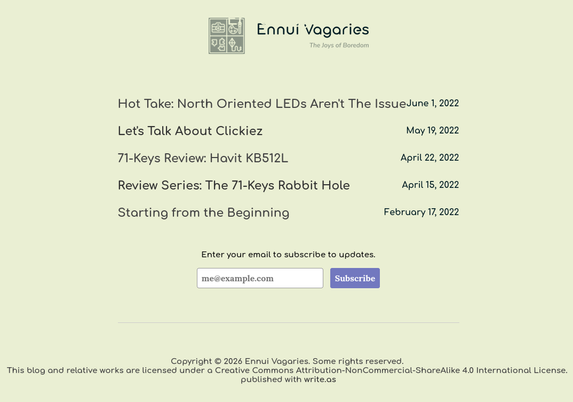 Screenshot of the Ennui Vagaries website. You can follow it here: @unattributed@ennui-vagaries.cc