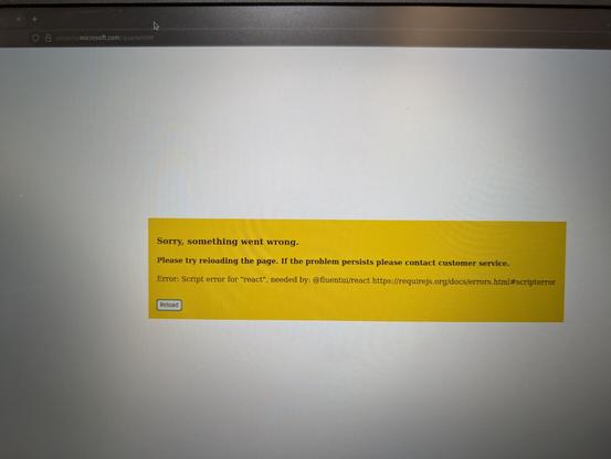 A photo of the Microsoft office 365 security portal with a yellow error about some bullshit.