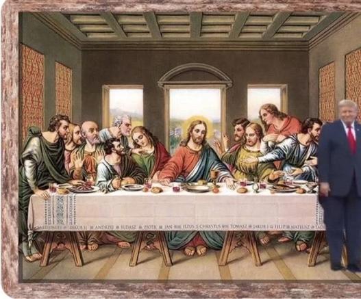 Painting of The Last Supper with Trump inserted at end