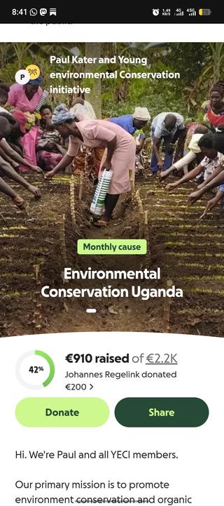 💚 Because of your kindness, we've reached €910. Every like, comment, and boost has carried our dream further than we ever imagined. Thank you.
We have just a few days left to raise the final €500 for this month's goal. If our work has ever inspired you, today is the day to help turn encouragement into action.
No gift is too small. Together, we can take one more step toward a permanent home for conservation in Uganda. 🌱💚