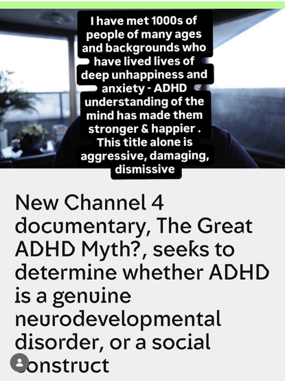 Sorry, I forgot to do this - channel 4 have a new documentary called The Great ADHD myth? Whatever its intention, this will stir a vipers nest of political and media arseholes and damage neurodivergent people