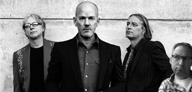 black and white photo of the band REM with a small photo of me on the lower right side.
That‘s me in the corner = Losing my religion