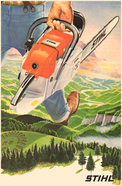Deforestation… Ad Detail, Stihl Chainsaws, 1983