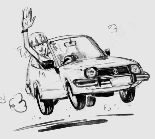 sketches of pauline, car mechanic character