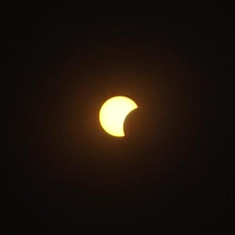 Solar eclipse starting