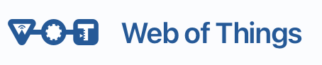 Web of Things logo. vaguely "W" shaped wifi tower symbol, "O" as a gear and "T