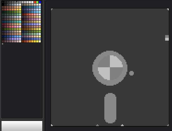 a screenshot of aseprite showing a 5.25" floppy disk being drawn.