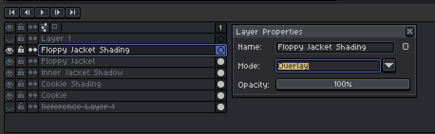 creating the new "Floppy Jacket Shading" overlay layer