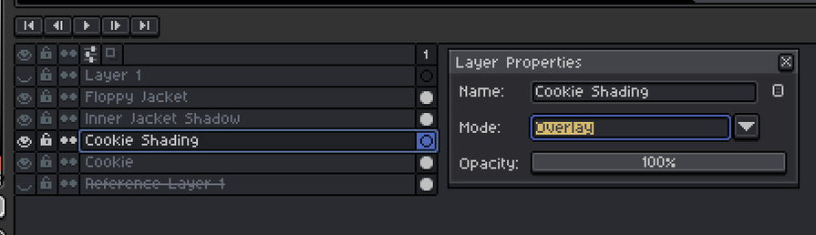creating a new "Cookie Shading" layer , in overlay mode
