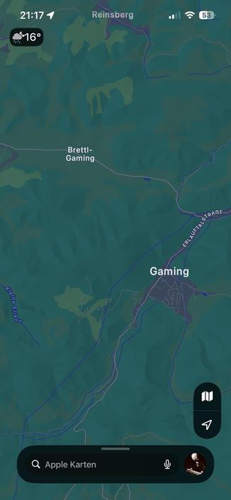 Screenshot Apple-Karten mit den genannten Ortsnamen.